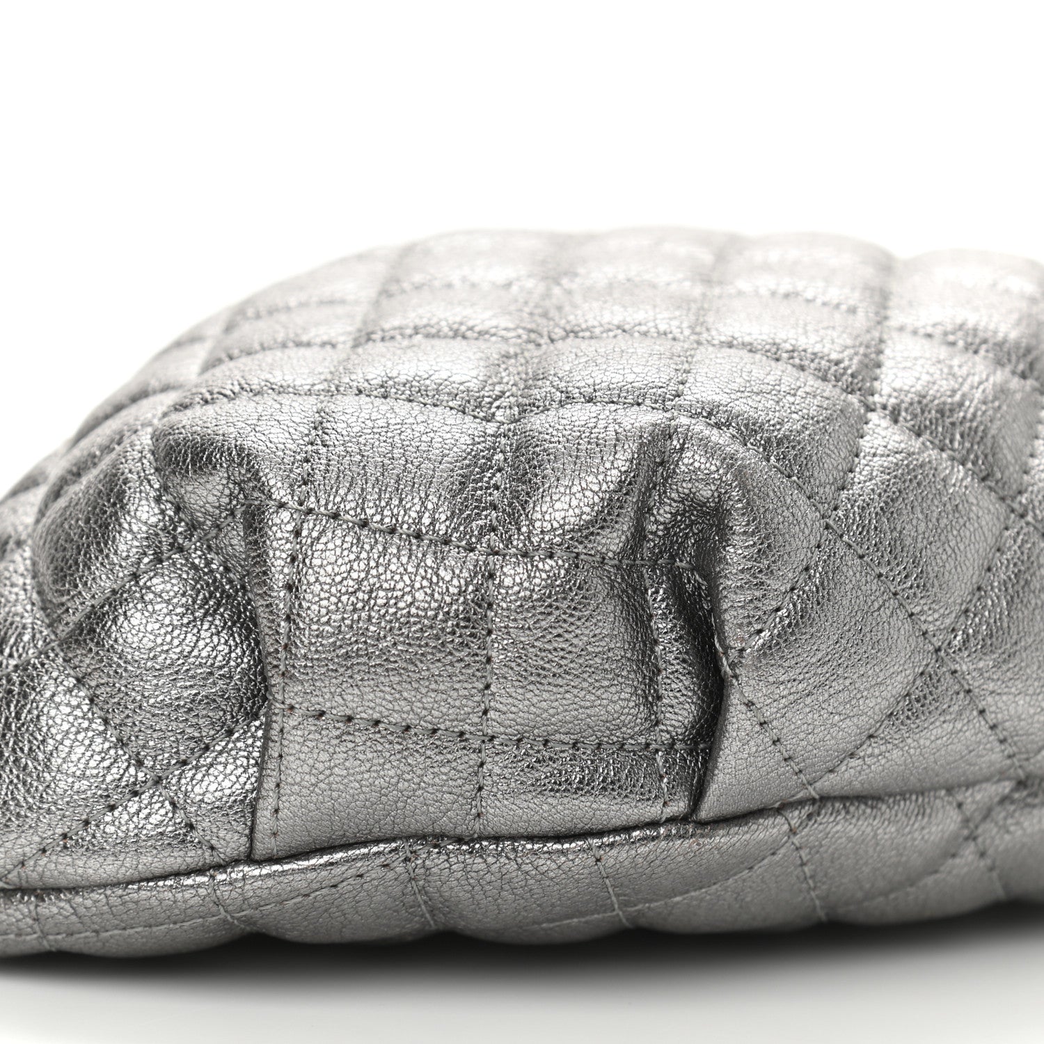 Chanel Metallic Calfskin Quilted Banane Waist Bag Fanny Pack Dark Silver 9 of 10