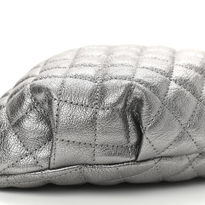 Chanel Metallic Calfskin Quilted Banane Waist Bag Fanny Pack Dark Silver 9 of 10