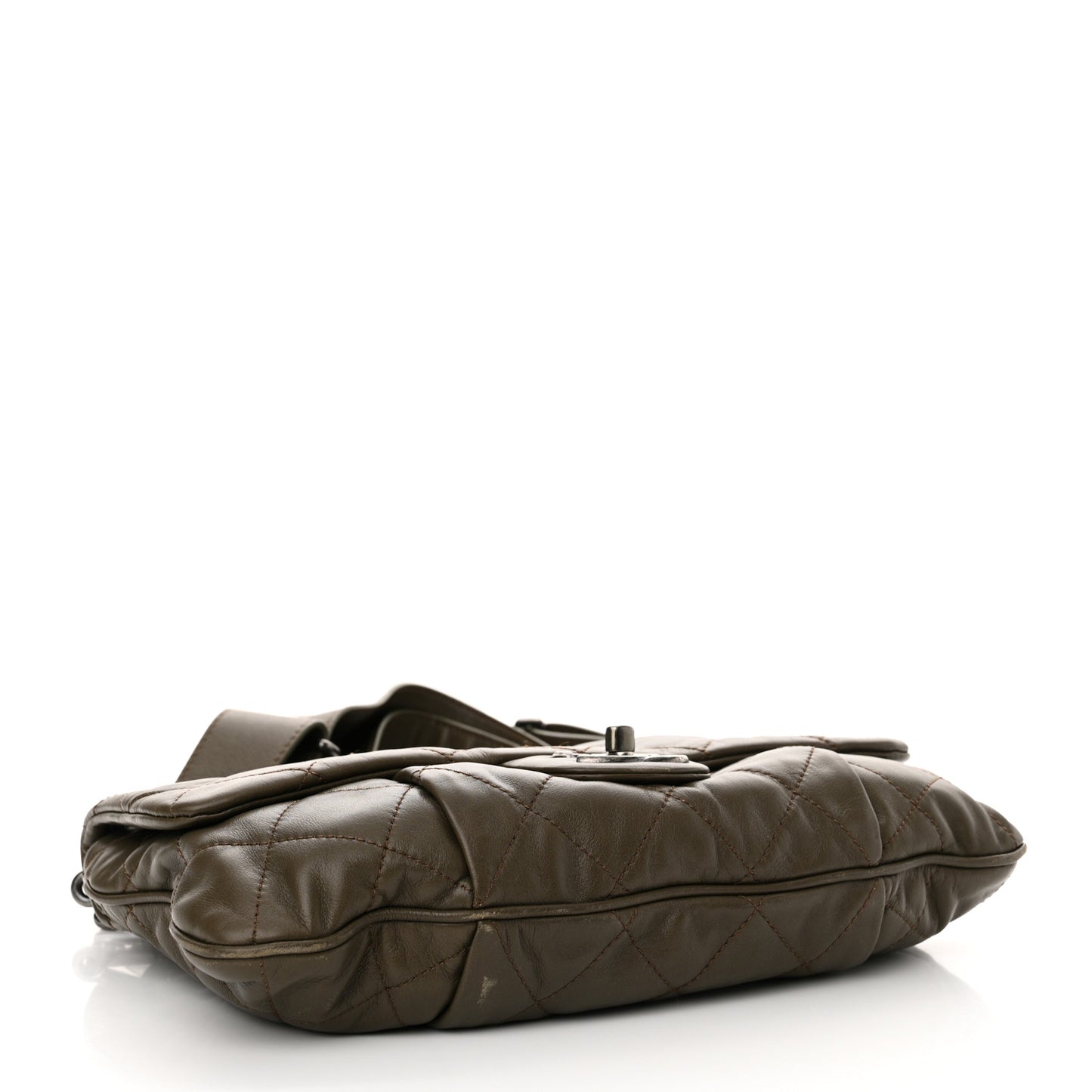 Calfskin Coco Pleats Messenger Flap Beige Taupe
