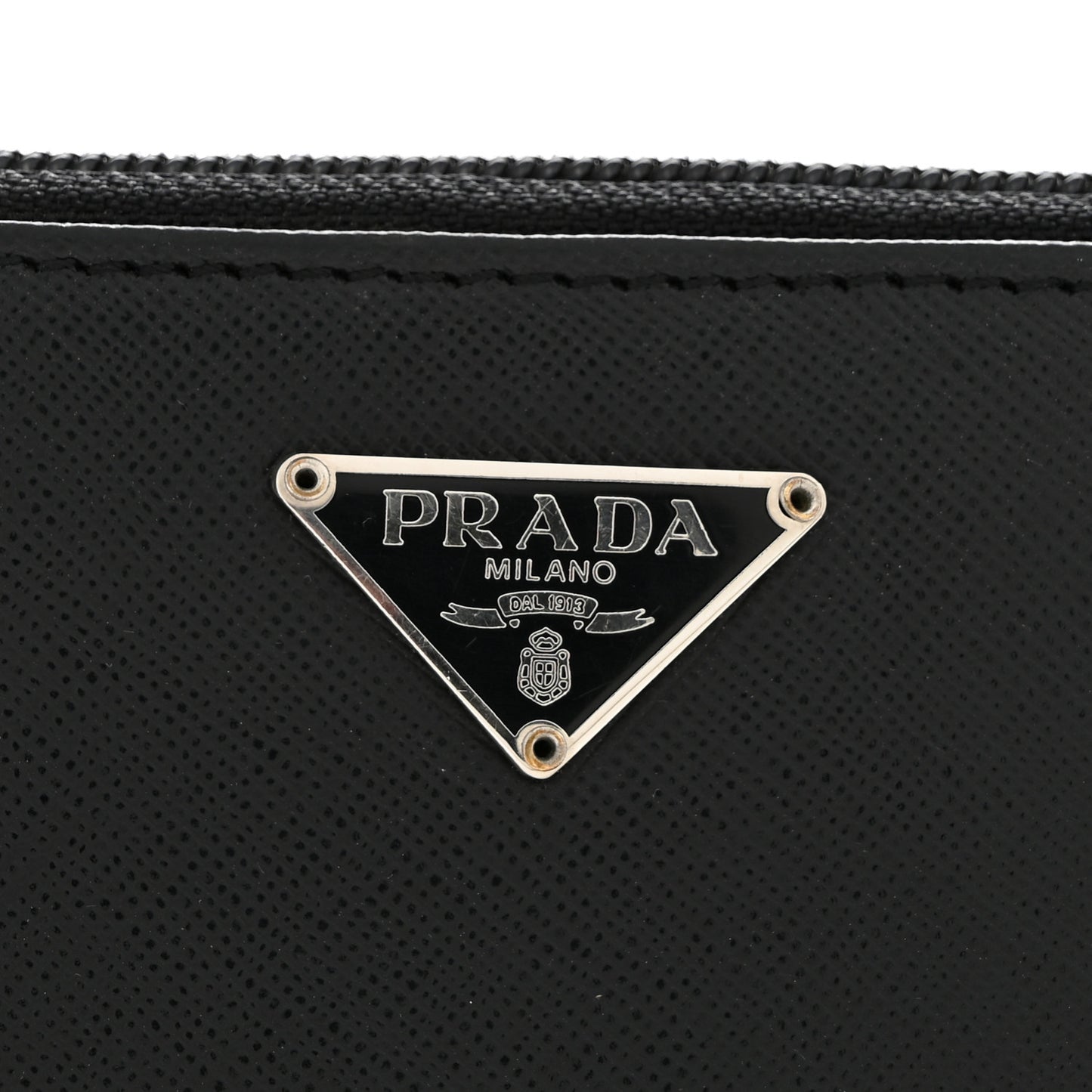 Saffiano Triangle Zip Around Wallet Black