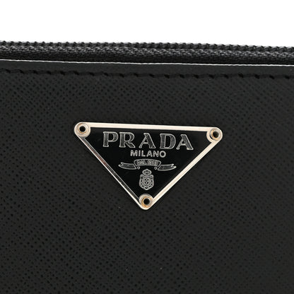 Prada Saffiano Triangle Zip Around Wallet Black 10 of 11