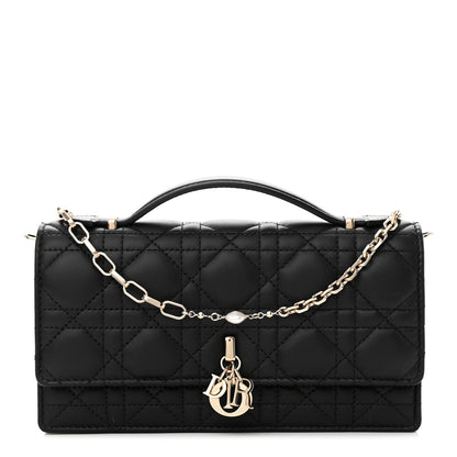 Christian Dior Lambskin Cannage Mini My Dior Top Handle Clutch Black 1 of 11