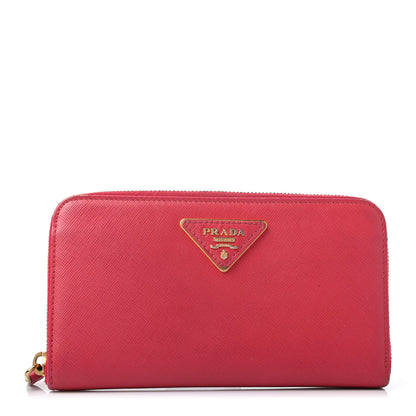 Prada Saffiano Triangle Zip Around Wallet Peonia 1 of 4
