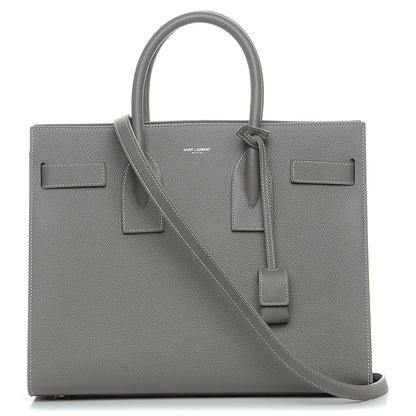 Saint Laurent Grained Calfskin Topstitch Small Sac De Jour Grey 1 of 8
