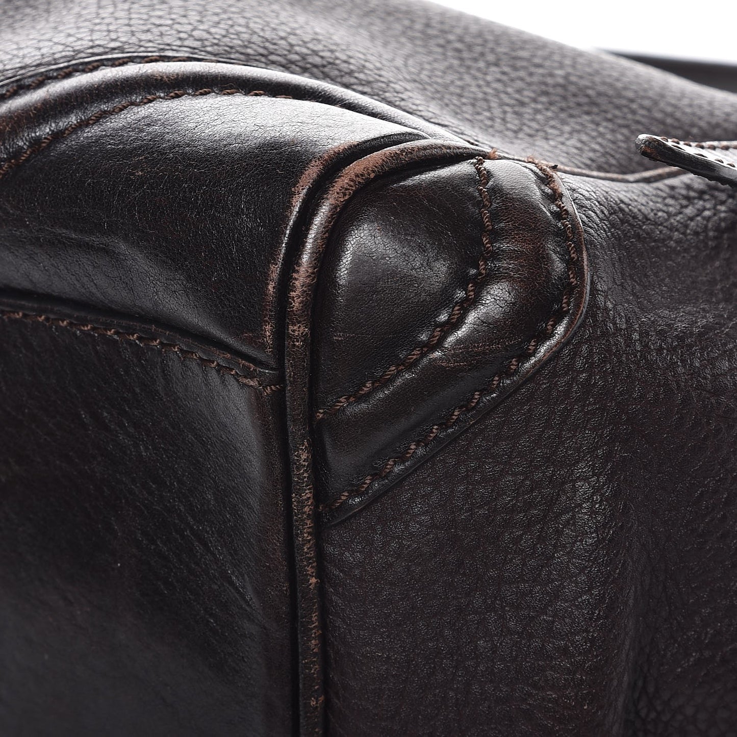 Grainy Calfskin Small Canterbury Tote Dark Chocolate