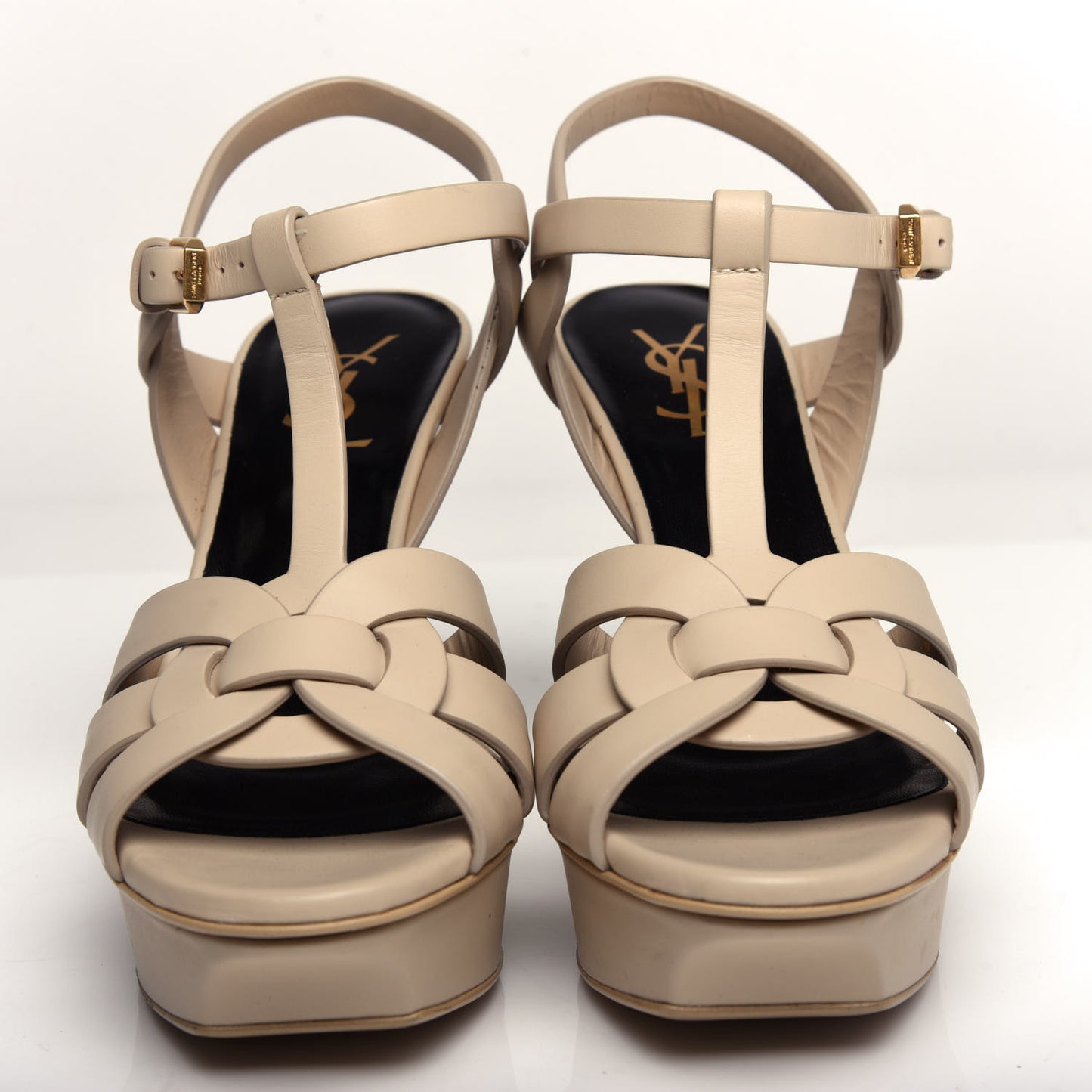 Calfskin Tribute 75 Platform Sandals 38 Nude Powder