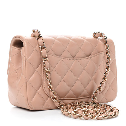 Chanel Lambskin Quilted Mini Rectangular Flap Beige 2 of 8