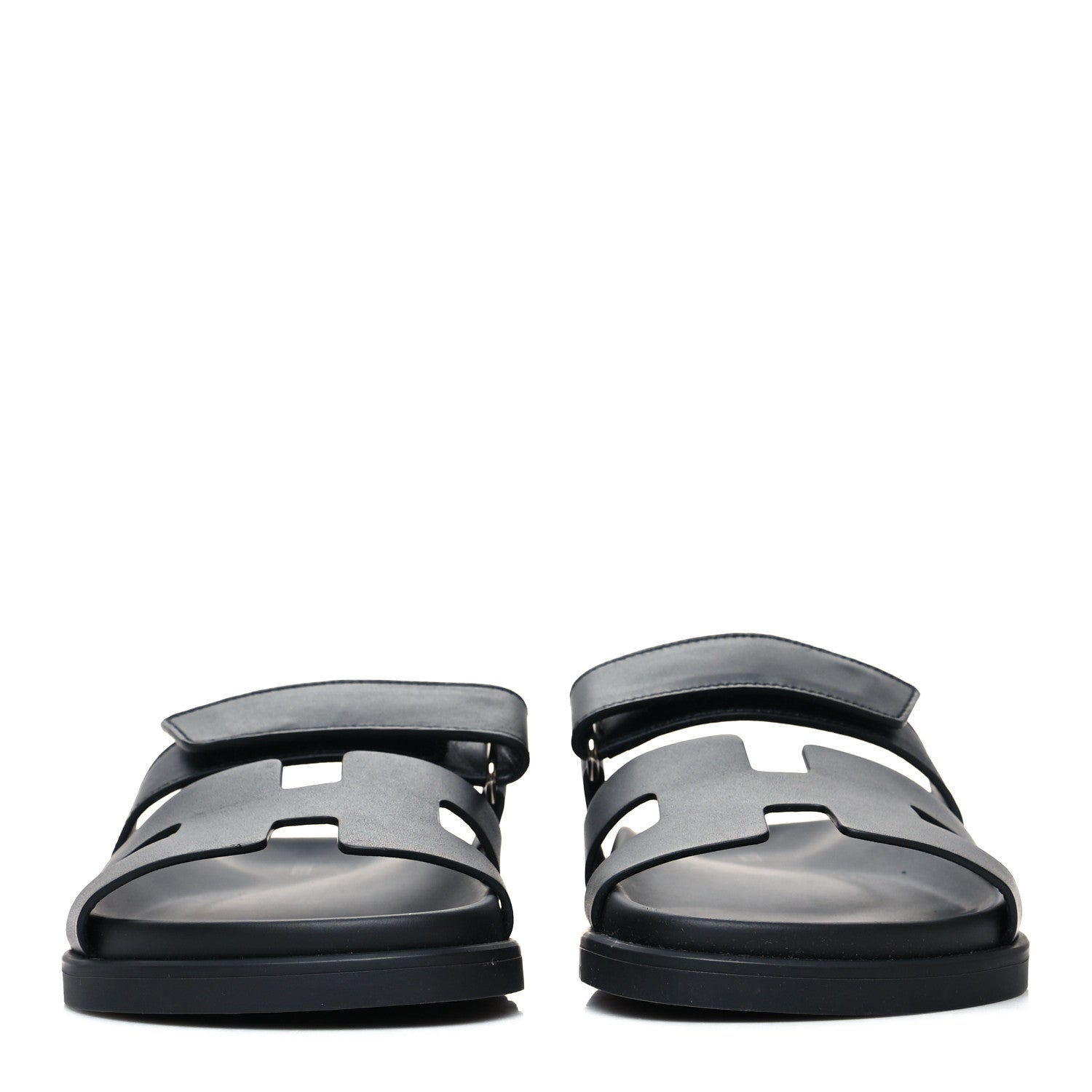 Hermes Calfskin Womens Chypre Sandals 36.5 Black 2 of 9