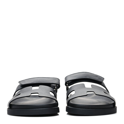 Hermes Calfskin Womens Chypre Sandals 36.5 Black 2 of 9