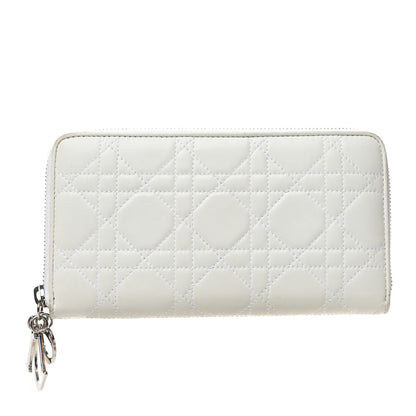 Christian Dior Lambskin Cannage Lady Dior Zip Wallet White 1 of 11