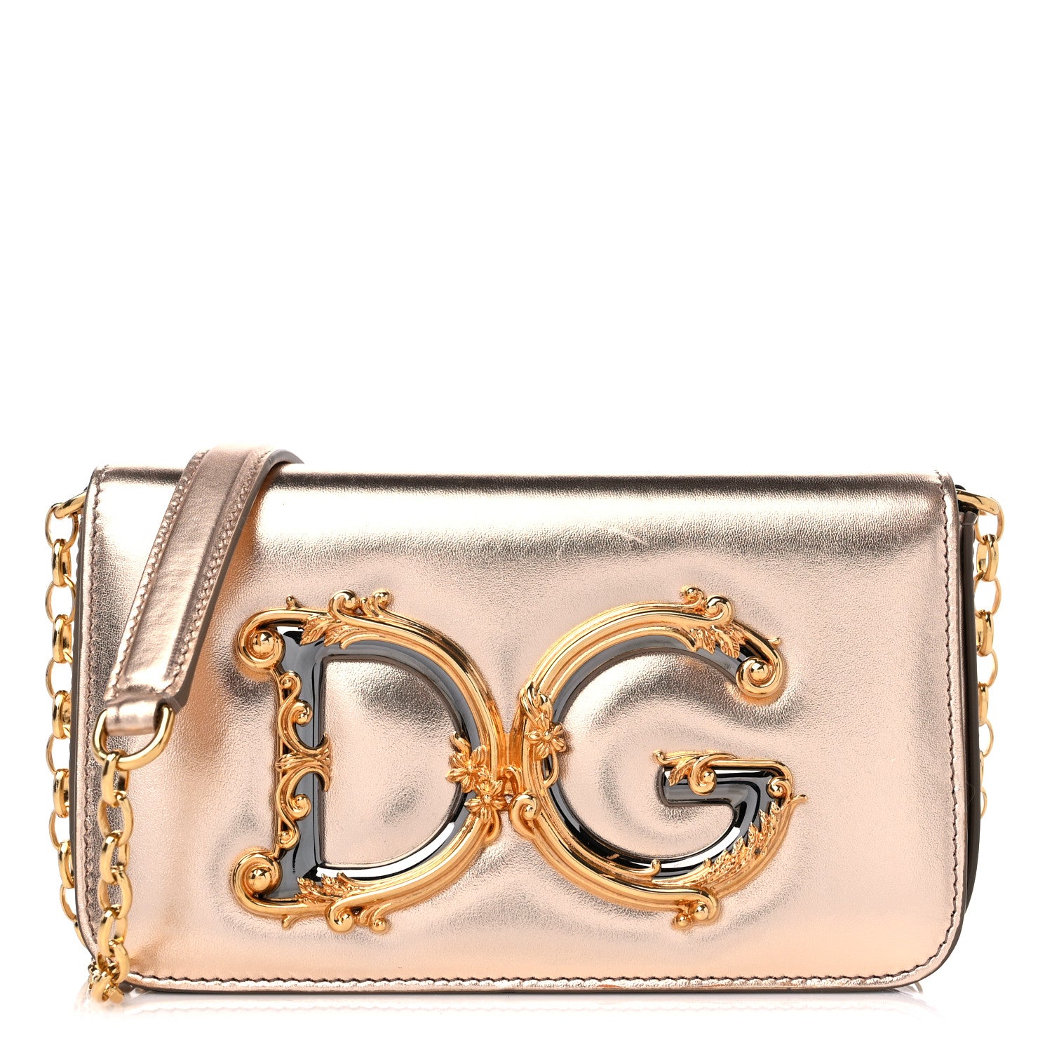 Dolce & Gabbana Metallic Nappa Mini DG Girls Shoulder Bag Pink 1 of 10