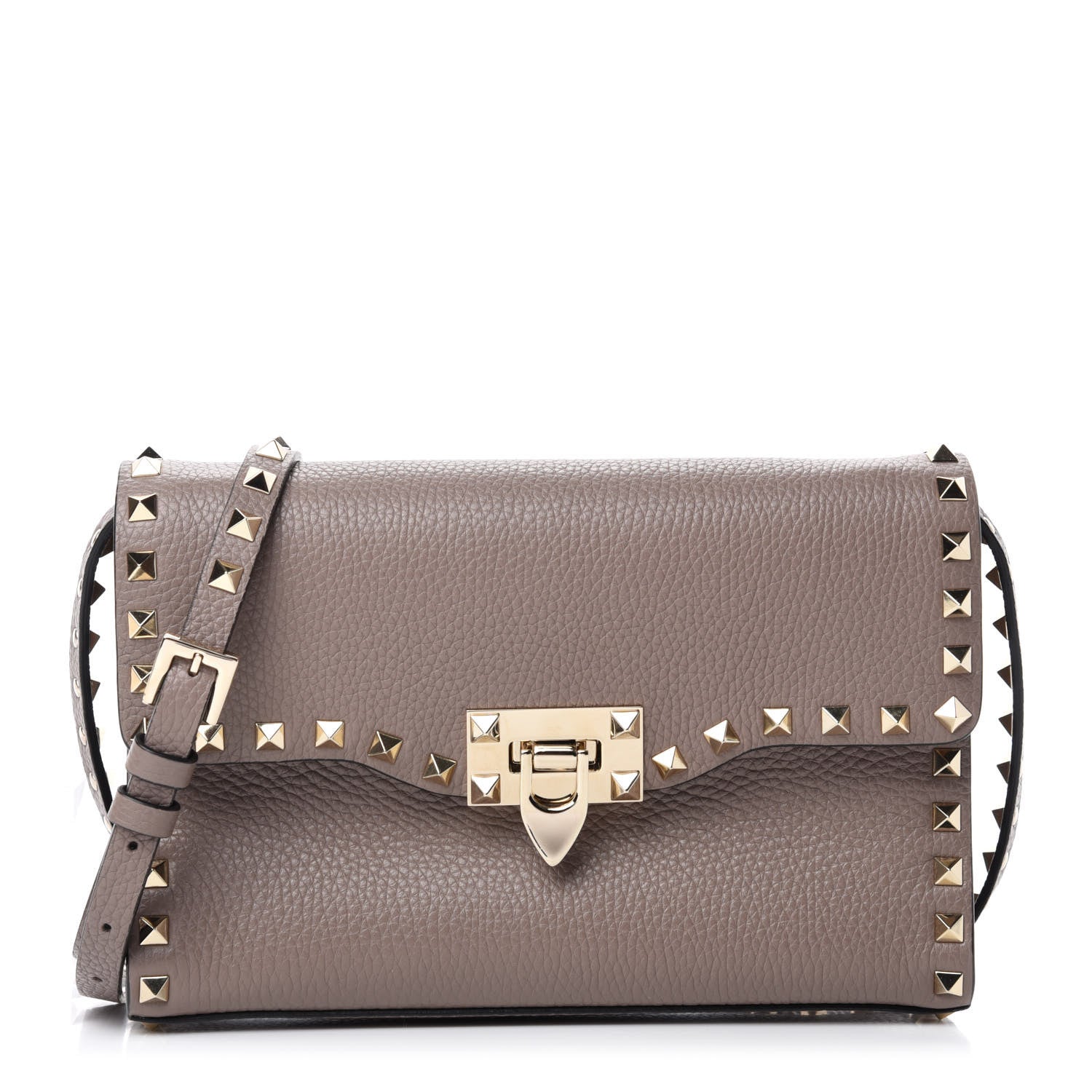 Valentino Garavani Pebbled Calfskin Medium Rockstud Flip Lock Crossbody Bag Clay 1 of 9