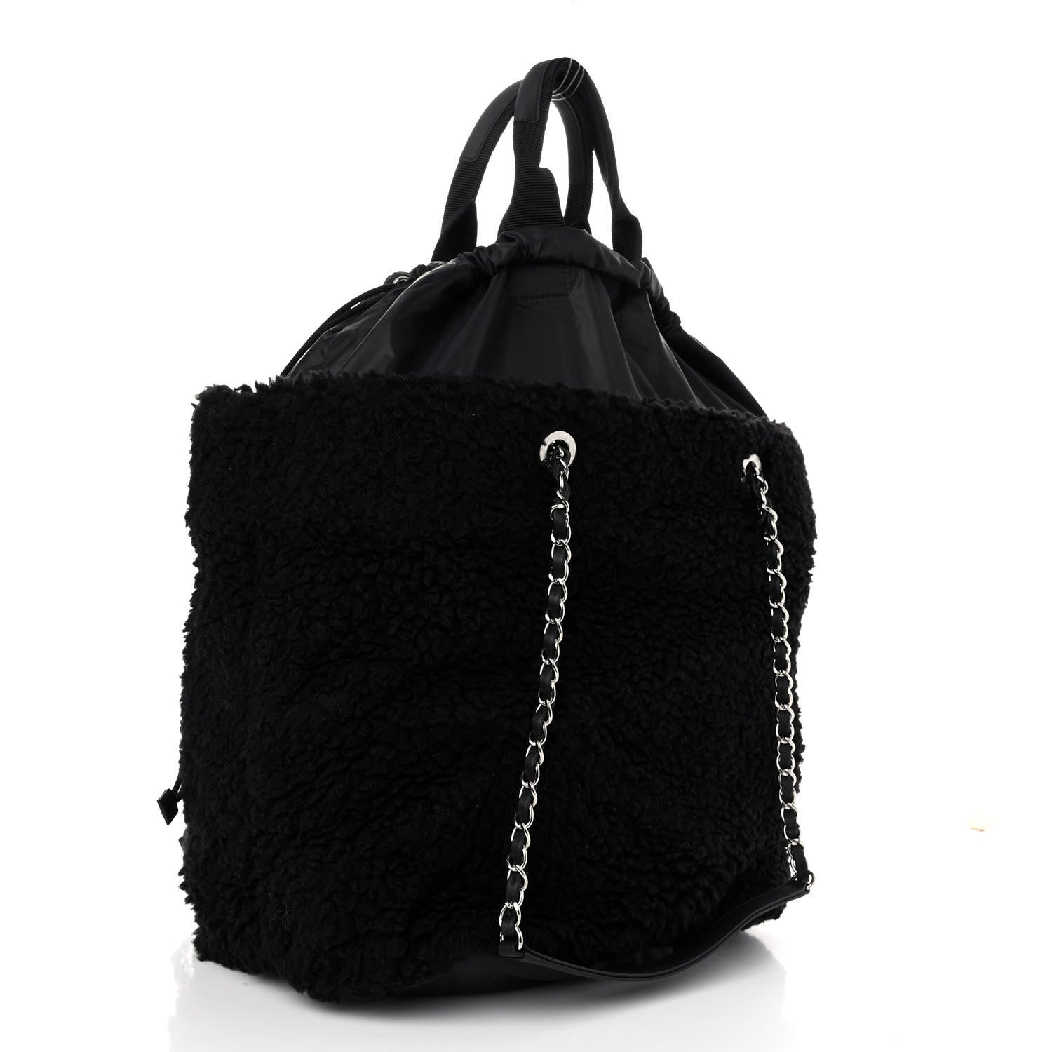 Chanel Wool Nylon Quilted Coco Neige Tote Black 3 of 9