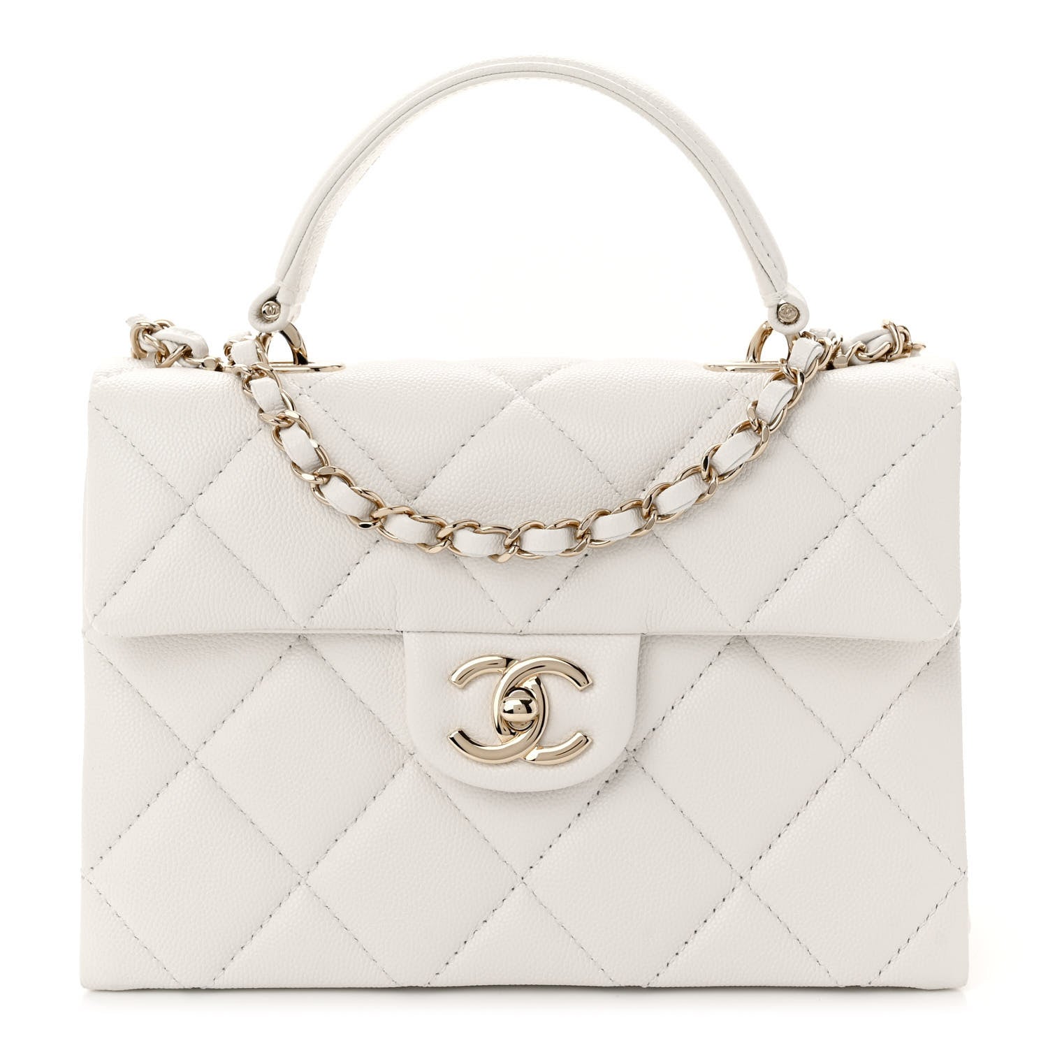 Chanel Caviar Quilted Mini Retro Twist Top Handle Flap White 1 of 10