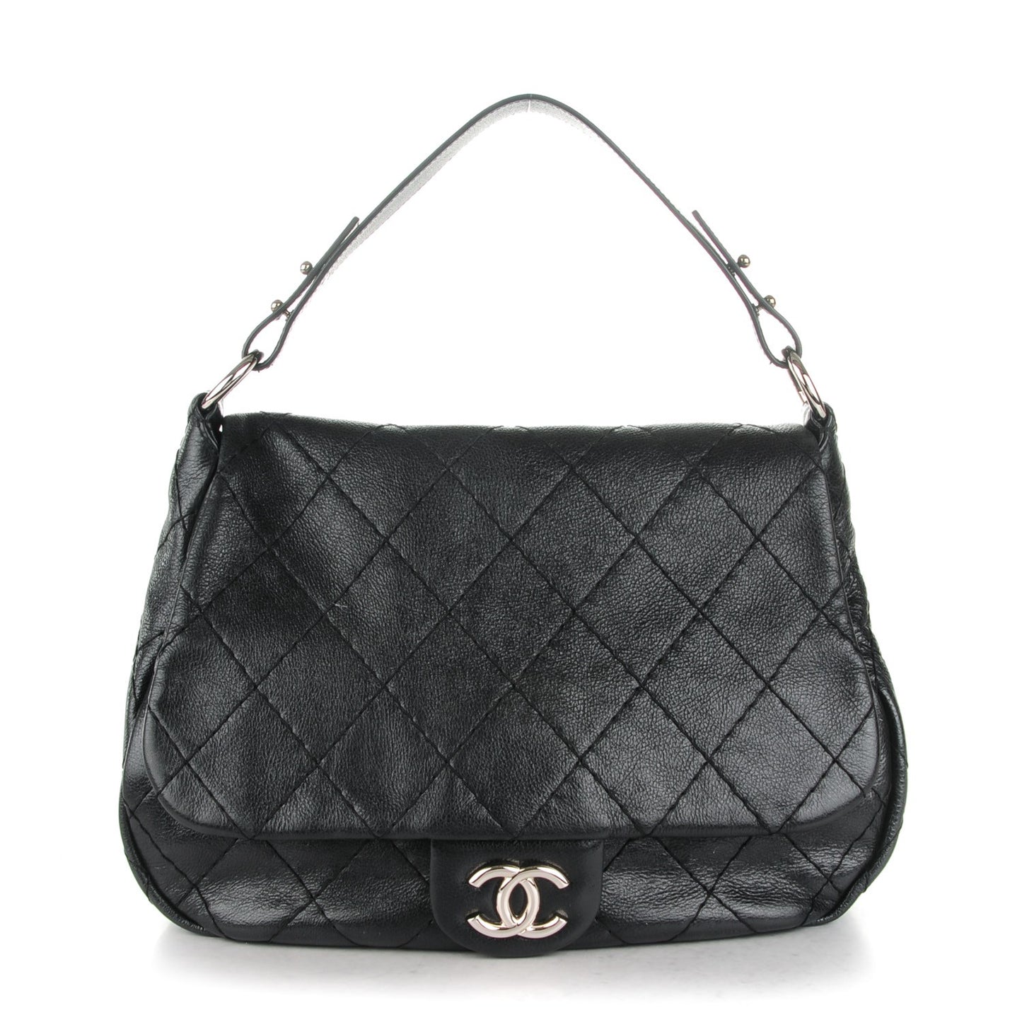 Glazed Calfskin XL On The Road Flap Black