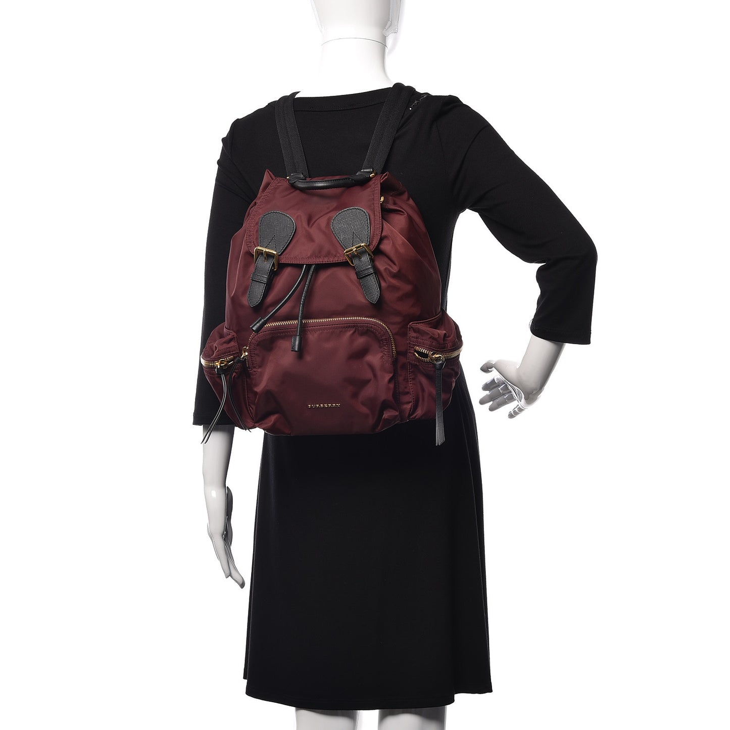 Nylon Medium Rucksack Backpack Burgundy Red