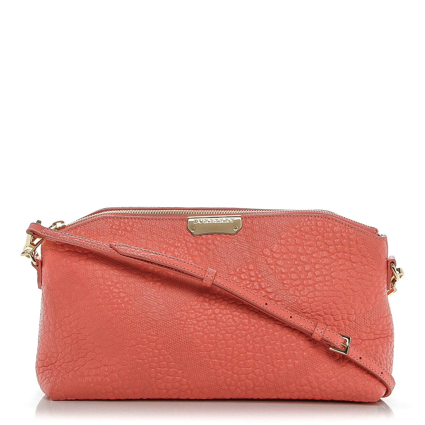 Signature Grain Calfskin Check Embossed Small Chichester Crossbody Clutch Bag Rose Pink