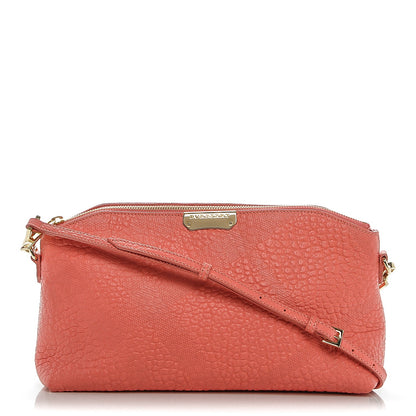 Burberry Signature Grain Calfskin Check Embossed Small Chichester Crossbody Clutch Bag Rose Pink 1 of 8