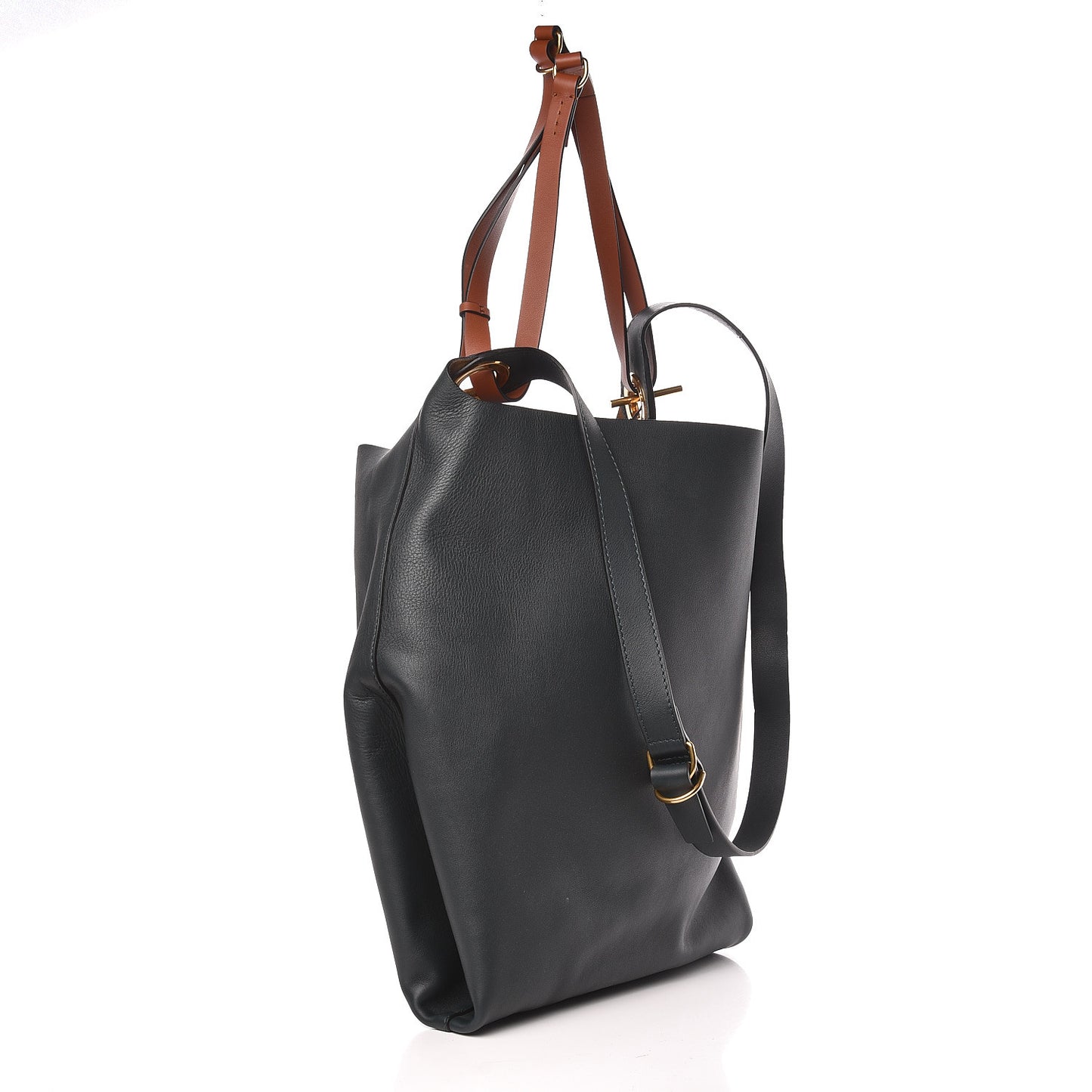 BURBERRY Calfskin Medium Grommet Detail Tote Grey