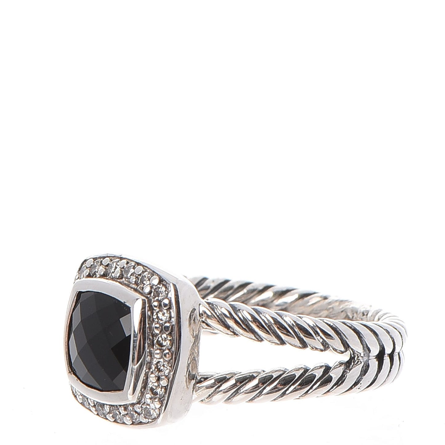 Sterling Silver Diamond Black Onyx 7mm Petite Albion Ring 53 6.25
