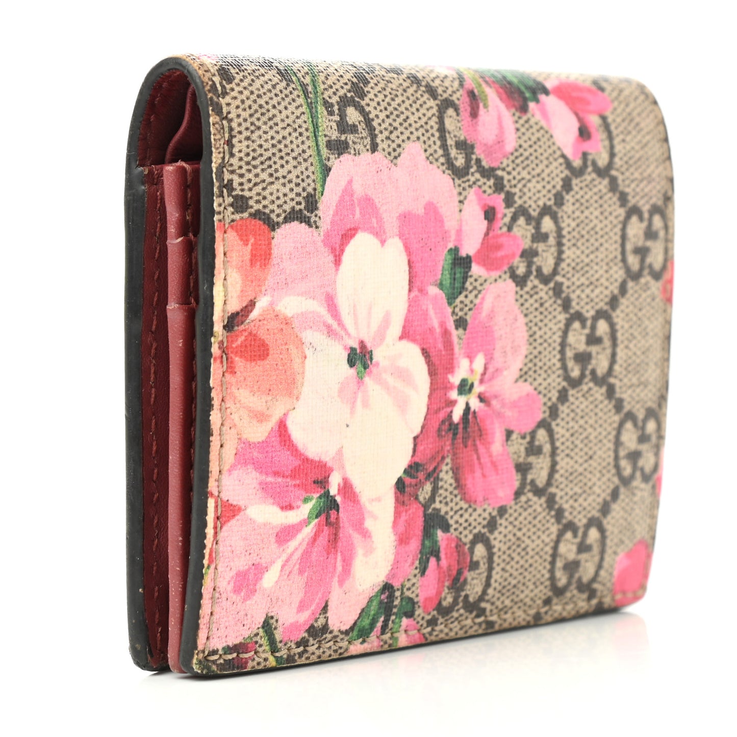 GG Supreme Monogram Blooms Card Case Beige Multicolor Dry Rose