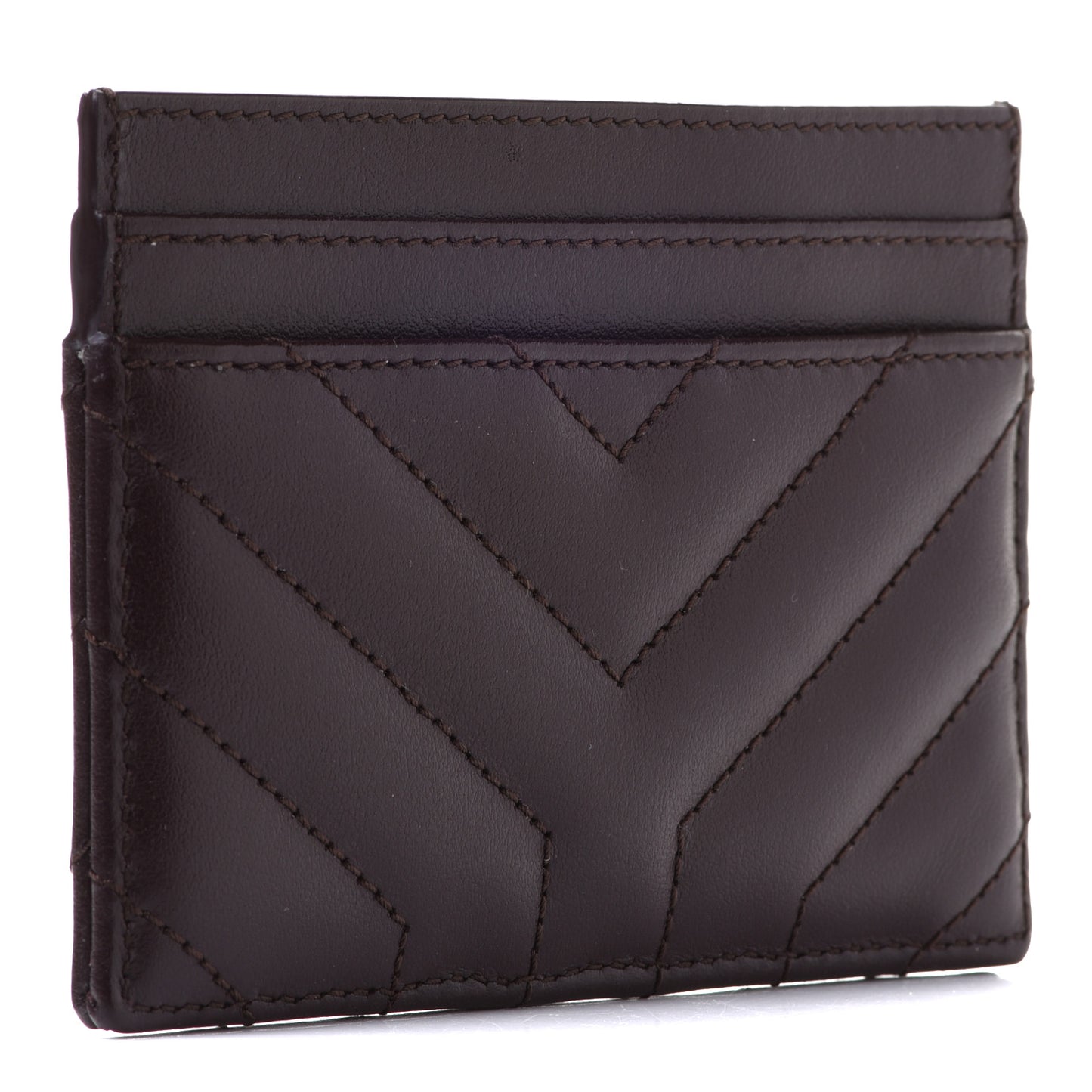 Calfskin Y Quilted Joan Credit Card Case Umber