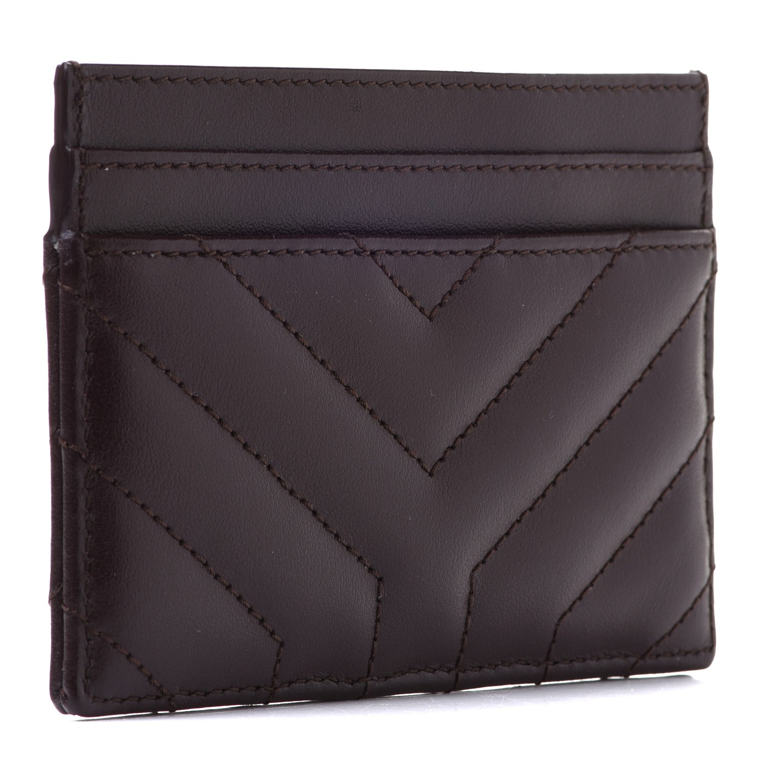 Saint Laurent Calfskin Y Quilted Joan Credit Card Case Umber 3 of 7