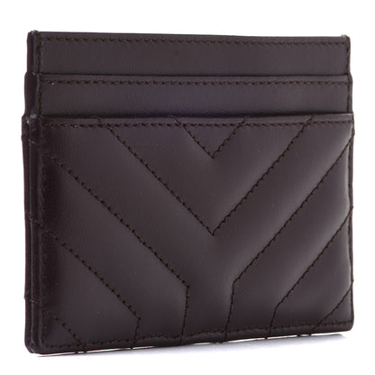 Saint Laurent Calfskin Y Quilted Joan Credit Card Case Umber 3 of 7