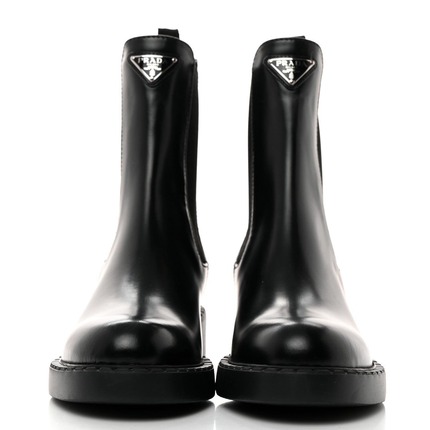 Prada Spazzolato Metal Triangle Logo 50mm Chelsea Boots 36 Black 2 of 8
