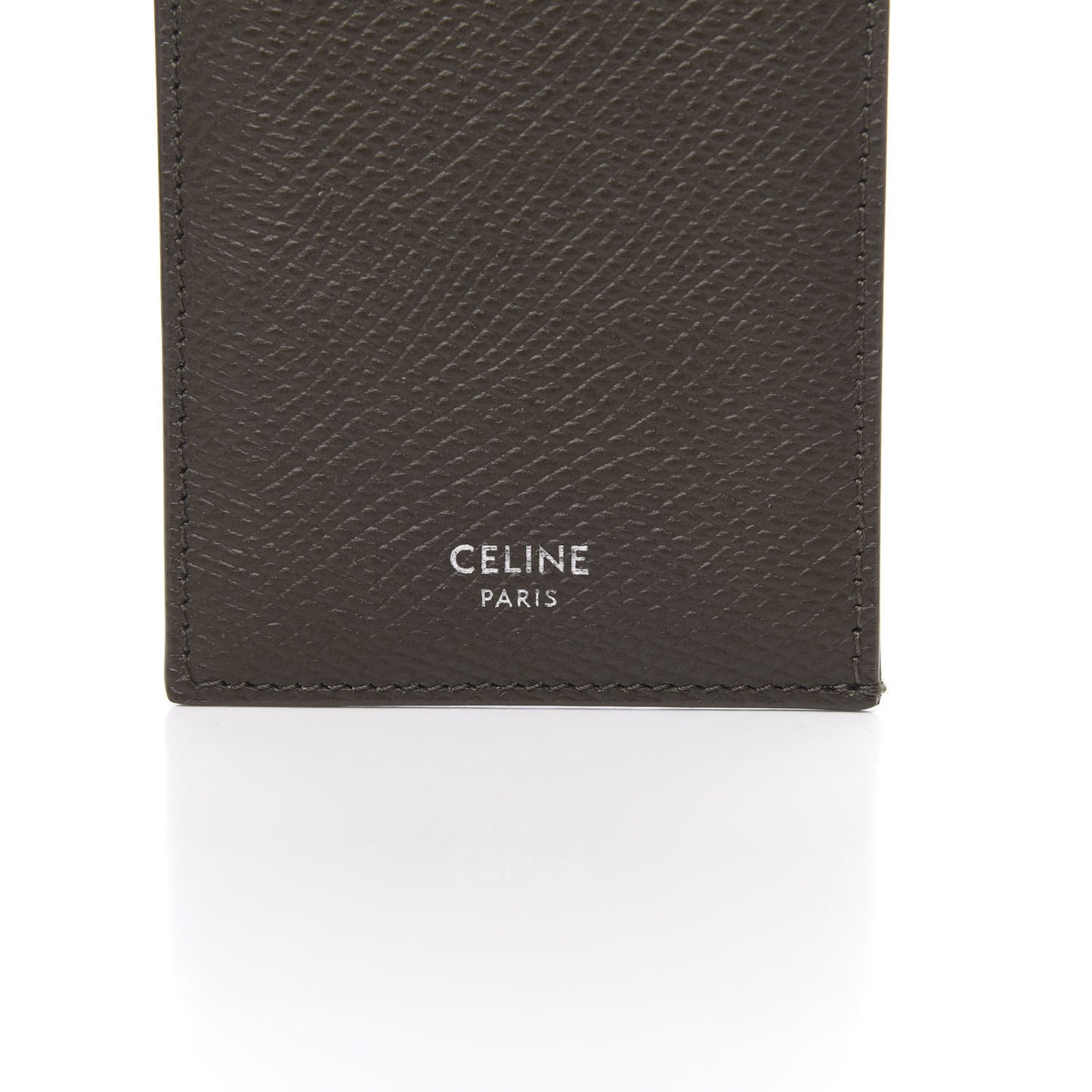 Grained Calfskin Compact Card Holder Khaki