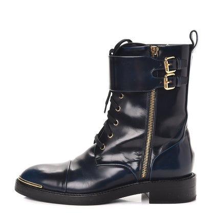 Louis Vuitton Calfskin Diplomacy Ranger Combat Boots 37 Blue 1 of 11