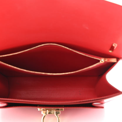 Salvatore Ferragamo Calfskin Gancio Lock Satchel Red 5 of 10