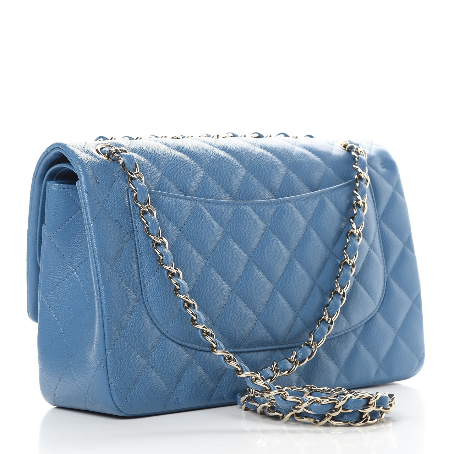 Caviar Quilted Jumbo Double Flap Blue