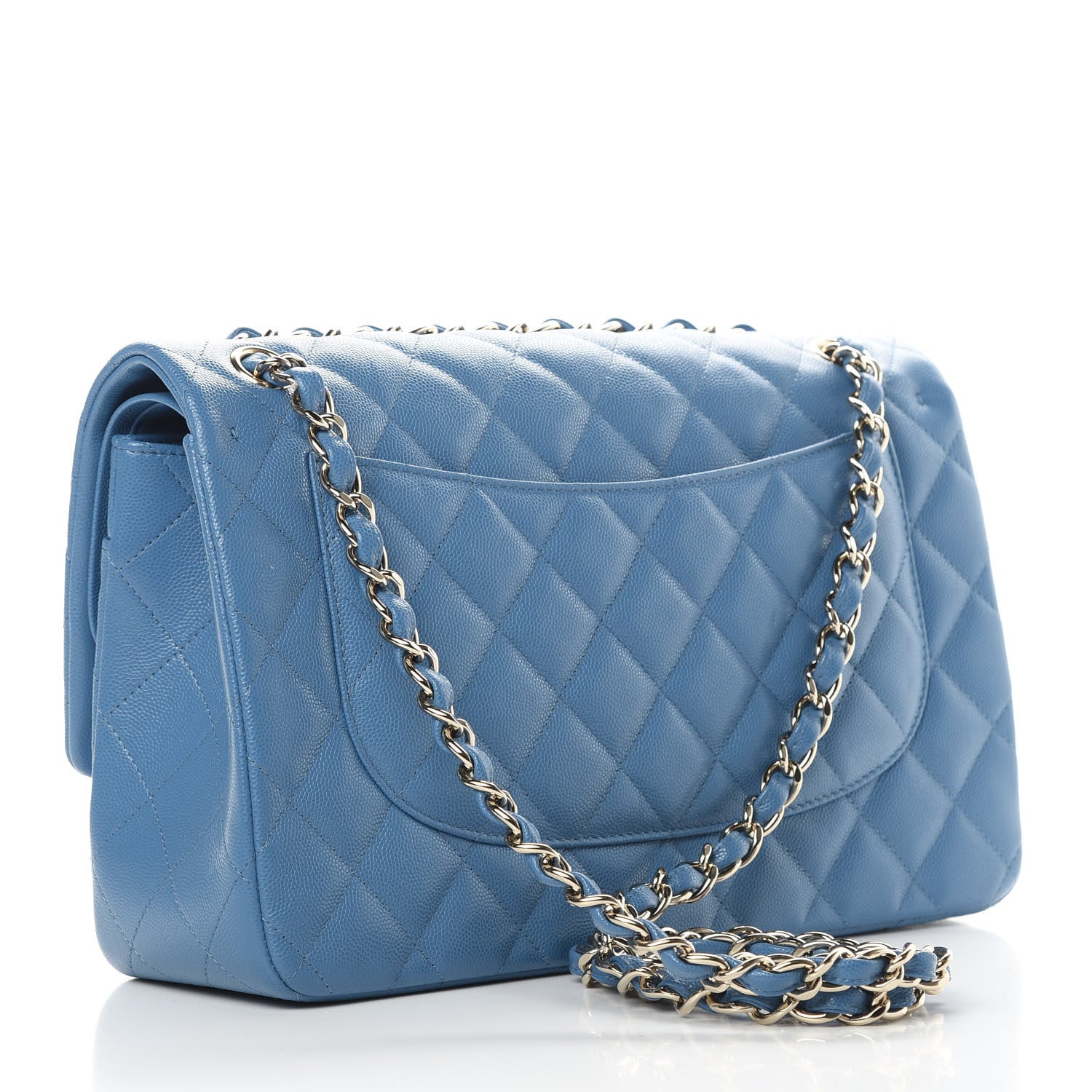 Chanel Caviar Quilted Jumbo Double Flap Blue 3 of 11