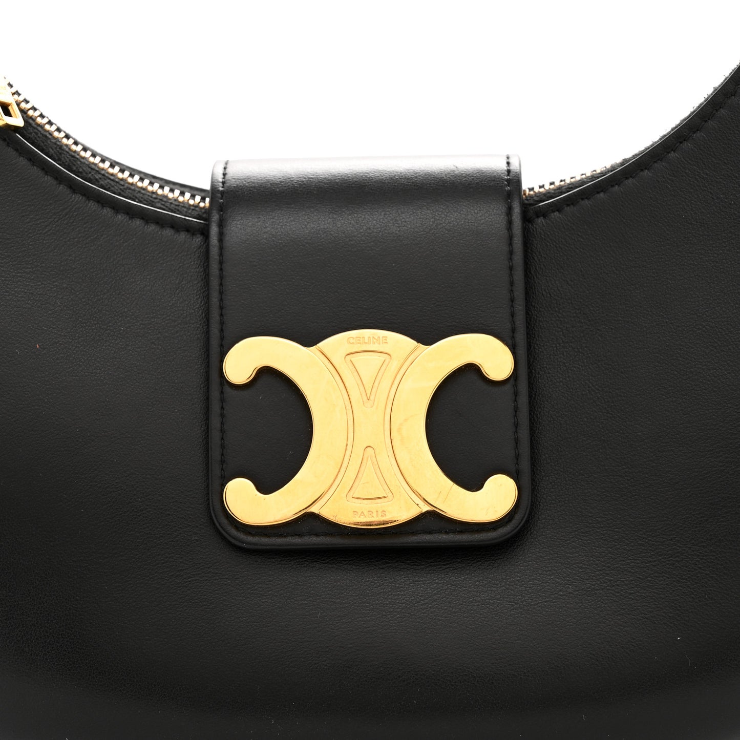 Smooth Calfskin Medium Strap Ava Triomphe Shoulder Bag Black