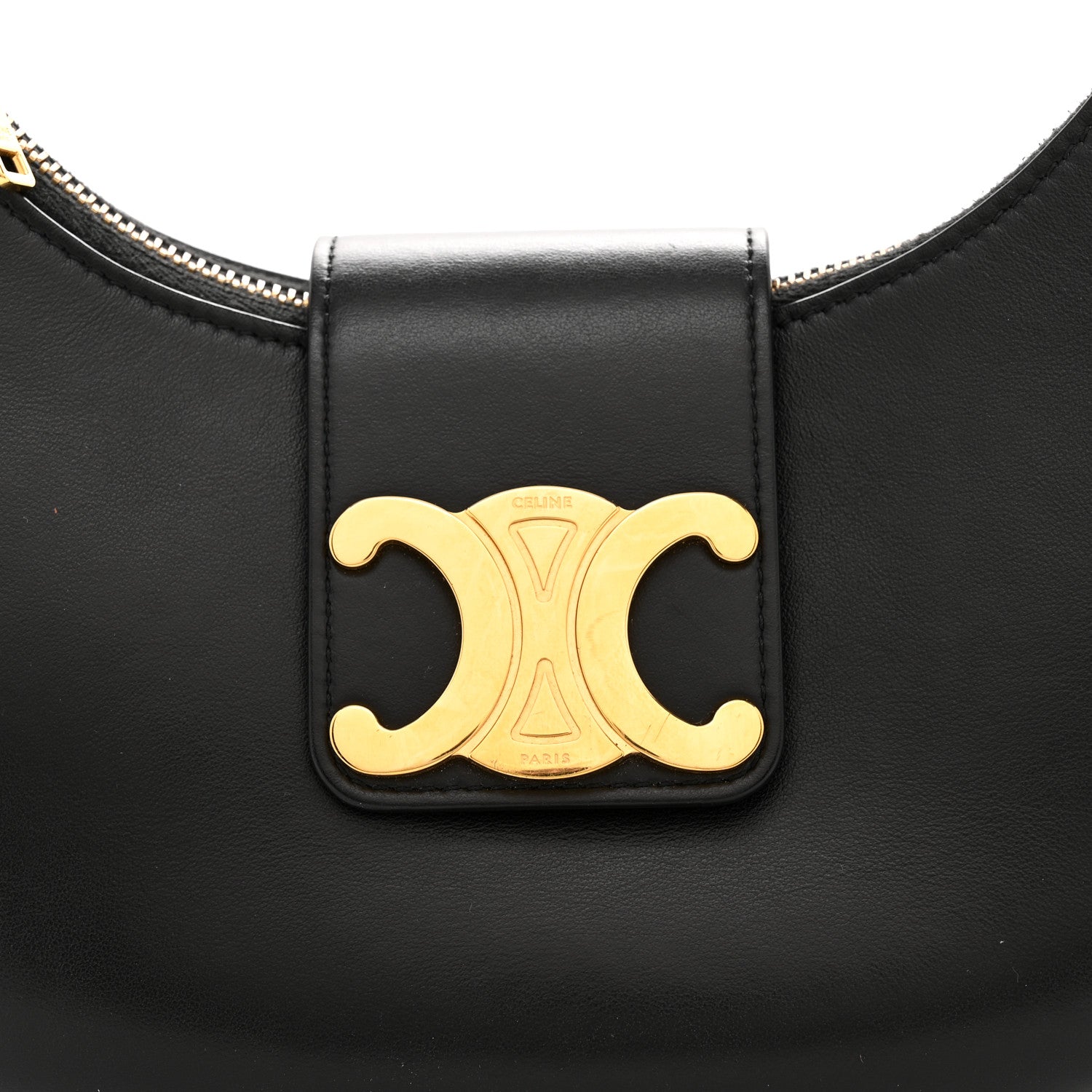 Celine Smooth Calfskin Medium Strap Ava Triomphe Shoulder Bag Black 7 of 10