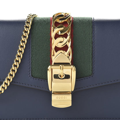 Gucci Calfskin Super Mini Sylvie Chain Shoulder Bag Blue 10 of 11
