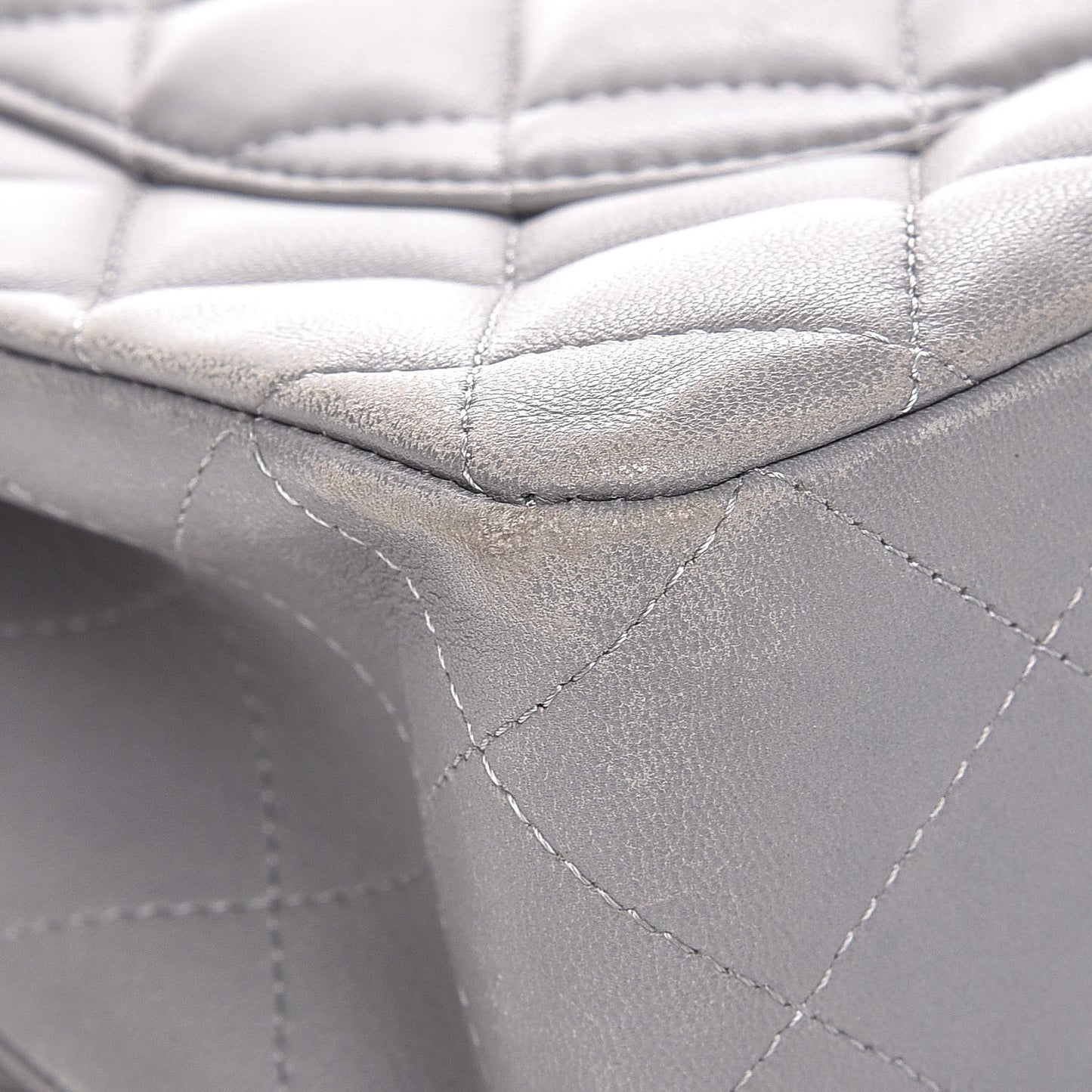 Lambskin Quilted Jumbo Single Flap Grey