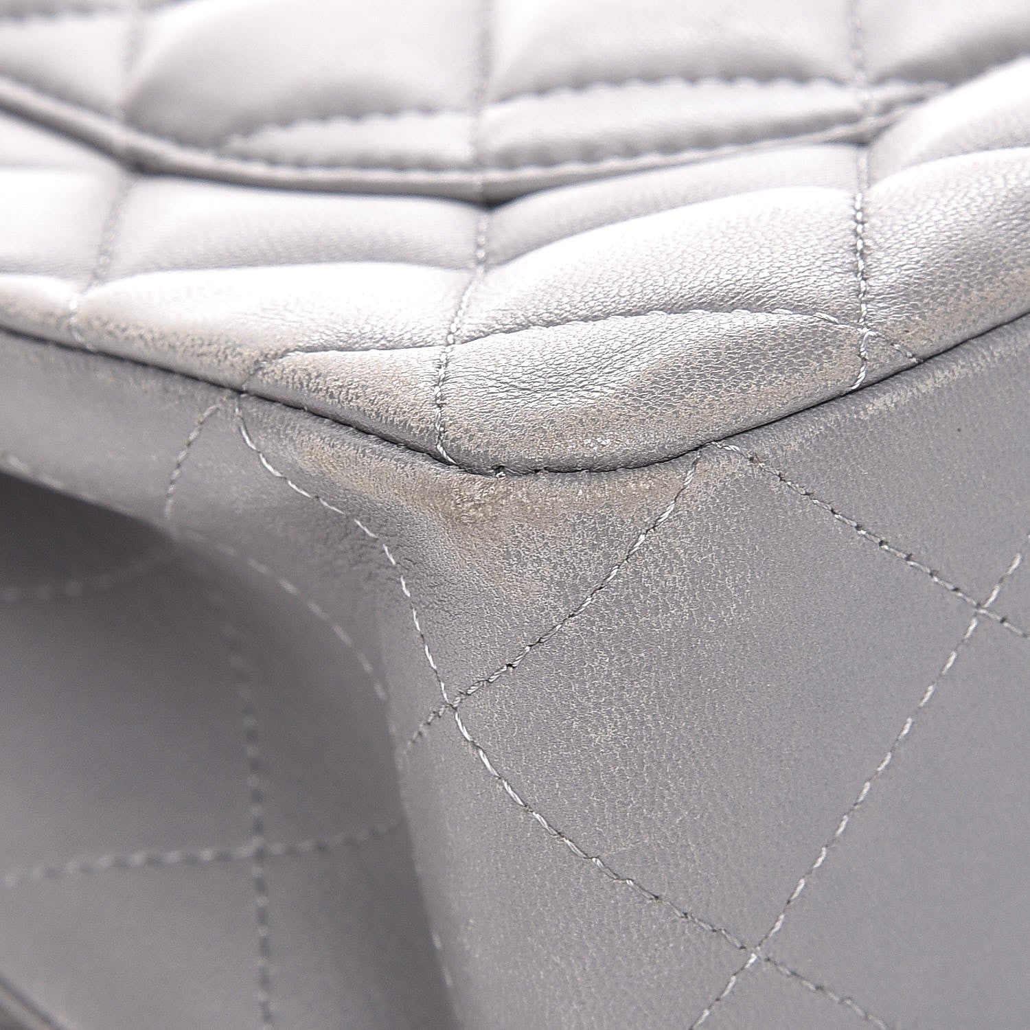 Chanel Lambskin Quilted Jumbo Single Flap Grey 13 of 14