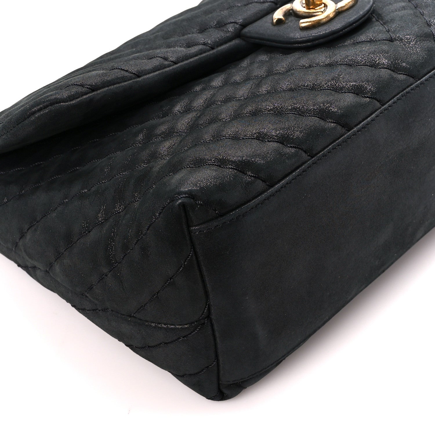 Chanel Iridescent Calfskin Surpique Chevron Large Flap Black 10 of 12