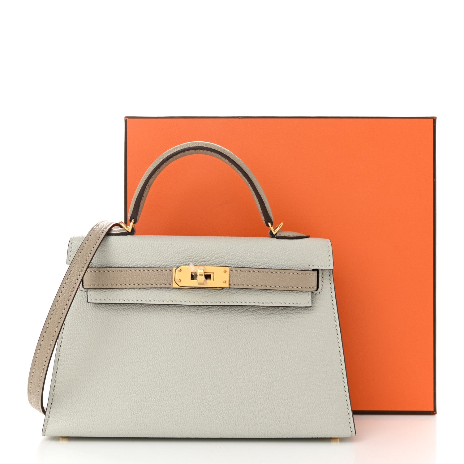 Hermes Chevre Mysore Horseshoe Mini Kelly Sellier 20 Gris Perle Gris Tourterelle 11 of 11
