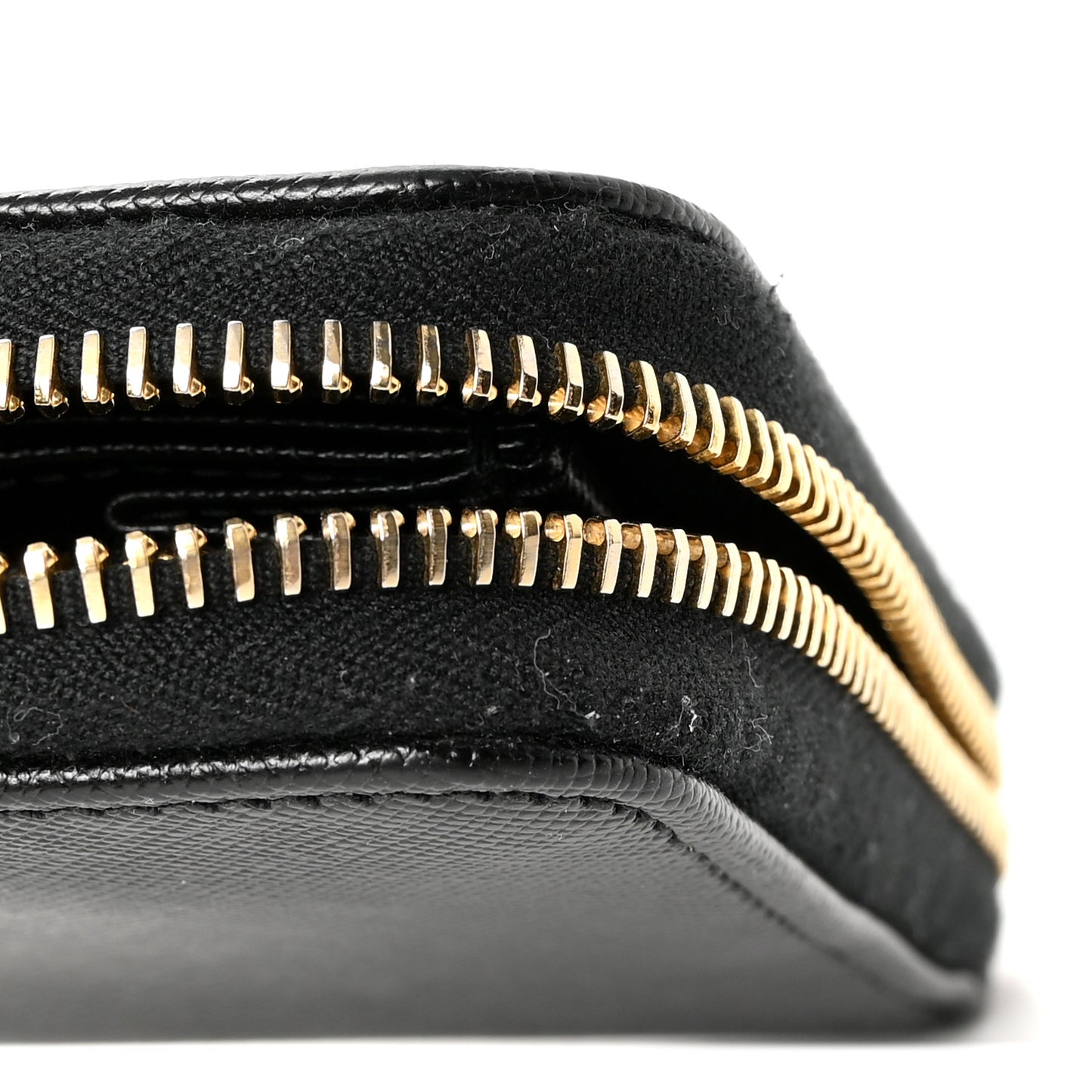 Saffiano Metal Zip Around Wallet Black