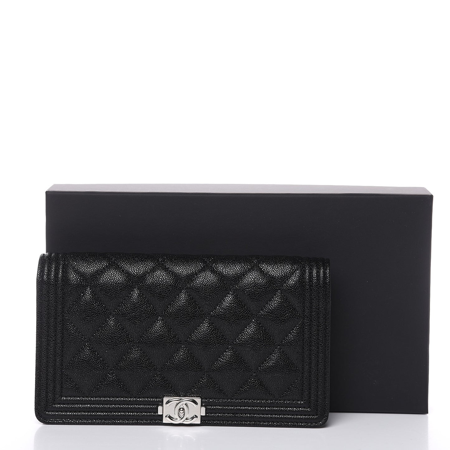Caviar Quilted Boy Yen Wallet Black
