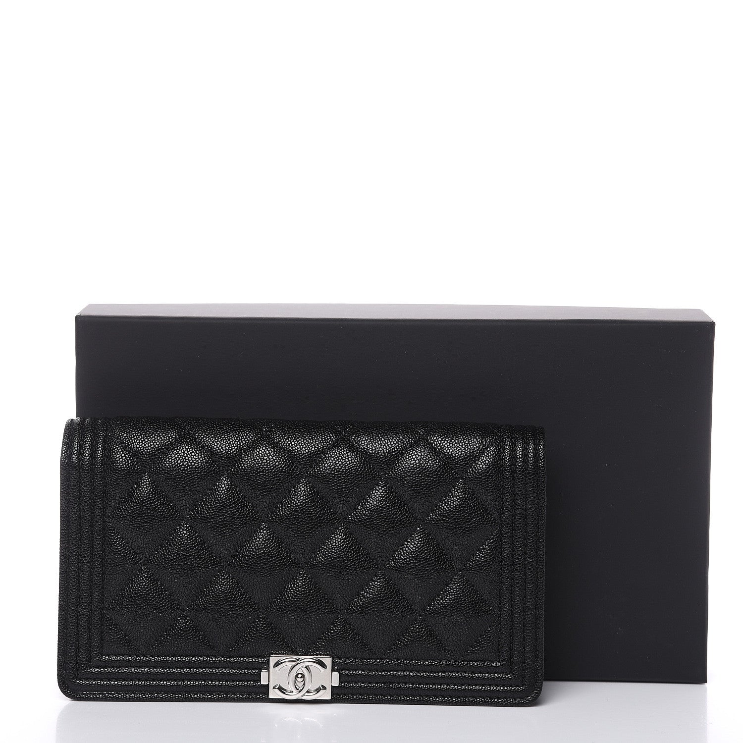 Chanel Caviar Quilted Boy Yen Wallet Black 9 of 9