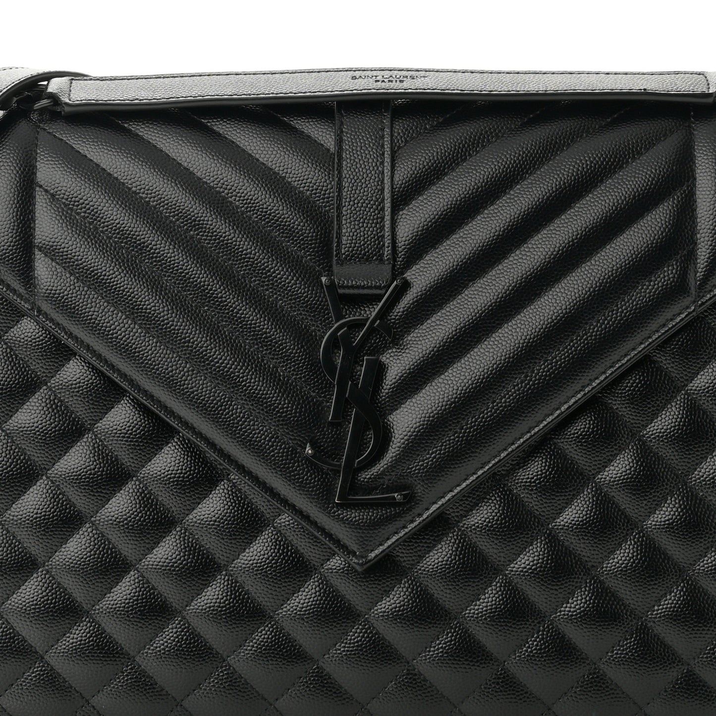 Grain De Poudre Textured Mixed Matelasse Large Triquilt Monogram Monochrome Satchel Black