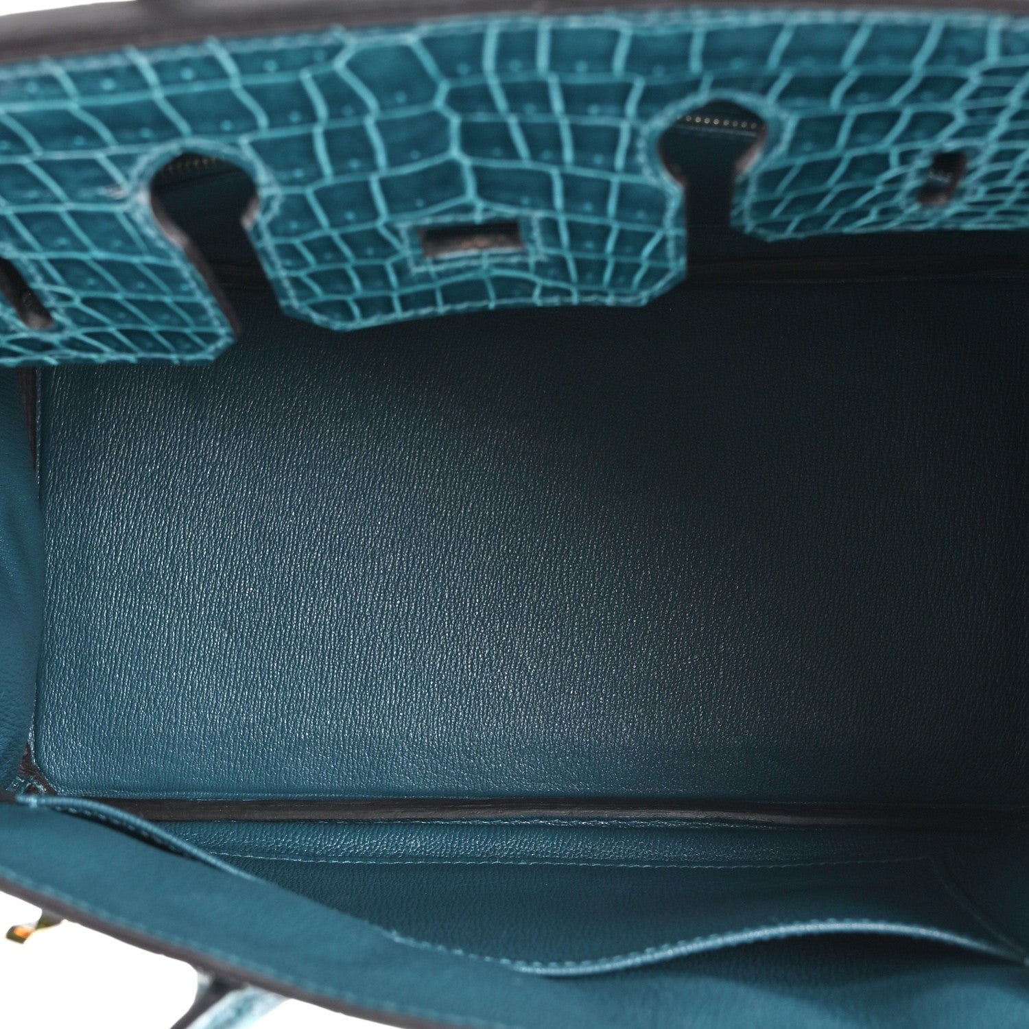 Hermes Shiny Porosus Crocodile Birkin 25 Vert Bosphore 5 of 14