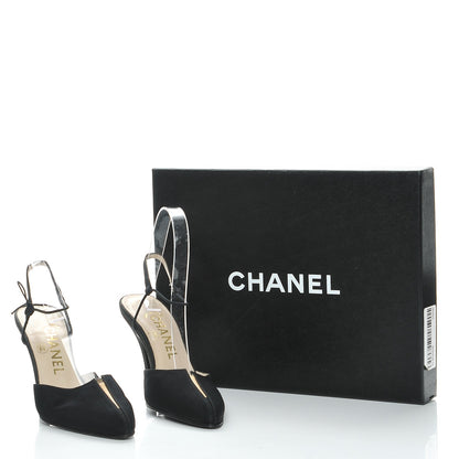 Chanel Grosgrain Slit Slingback Pumps 36 Black 9 of 9