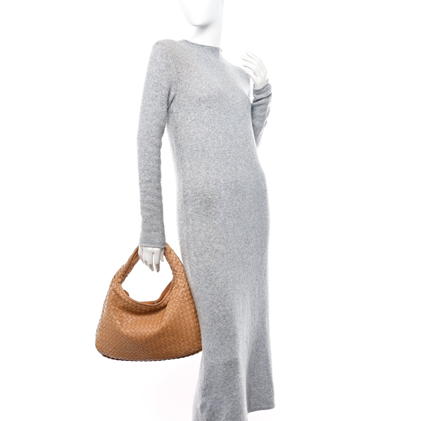 Nappa Intrecciato Embossed Medium Veneta Hobo Camel
