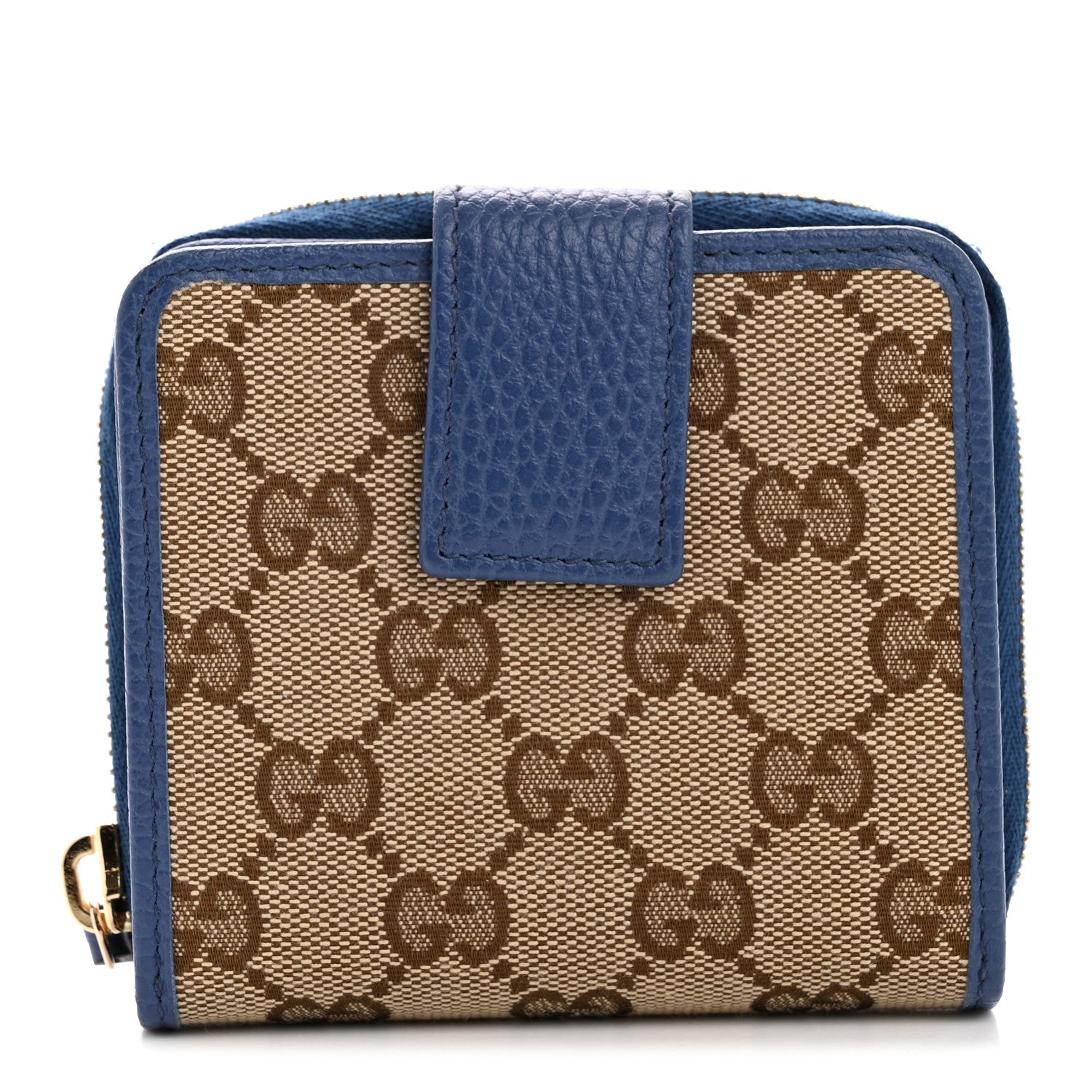Gucci Monogram Dollar Calfskin Zip Around French Flap Wallet Beige Ebony Caspian 1 of 7