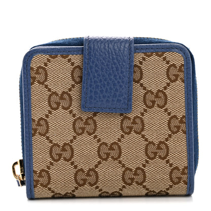 Gucci Monogram Dollar Calfskin Zip Around French Flap Wallet Beige Ebony Caspian 1 of 7